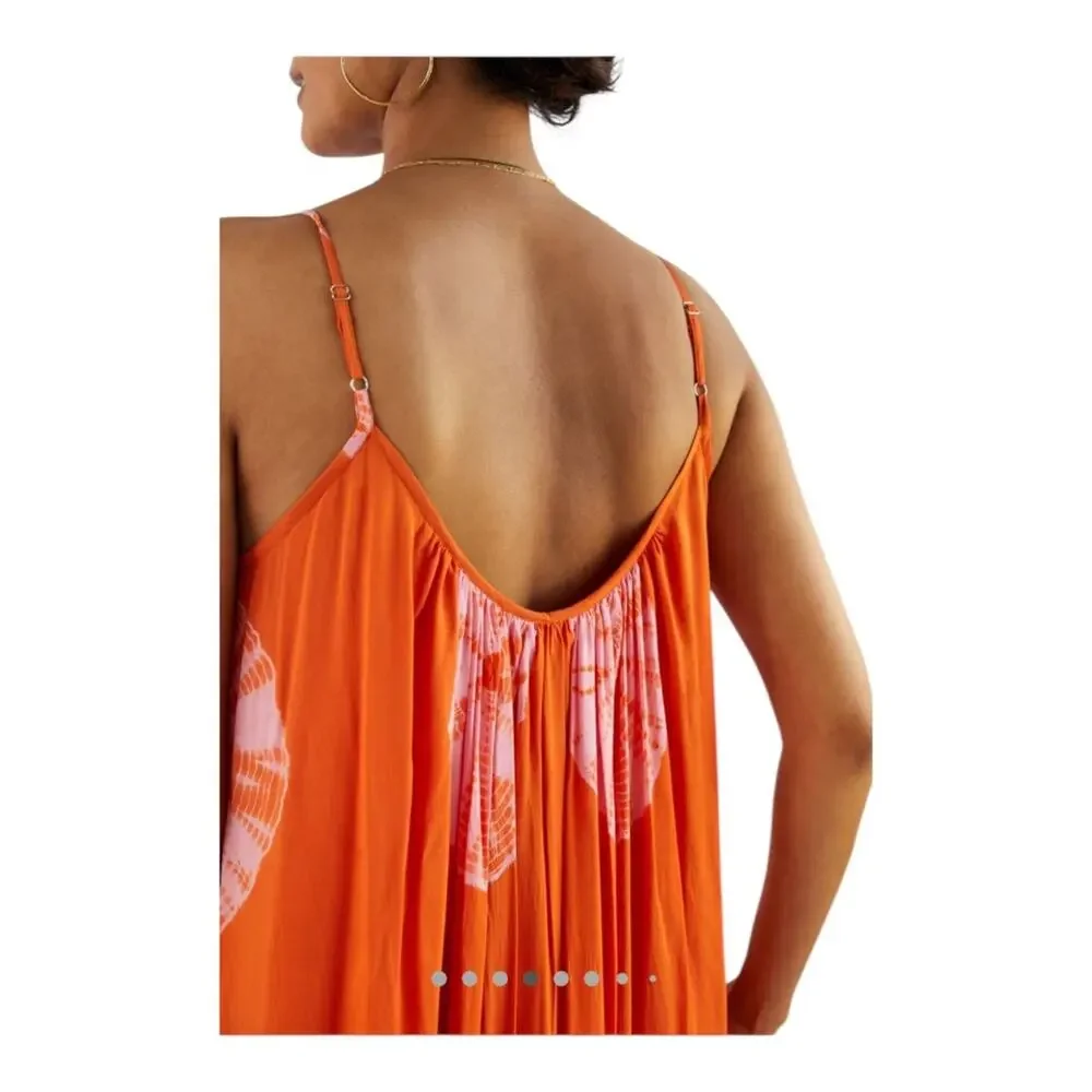 Anthropologie Norblack Norwhite Women's Orange Pink Flowy Tie Dye Maxi Dress S - Picture 10 of 10